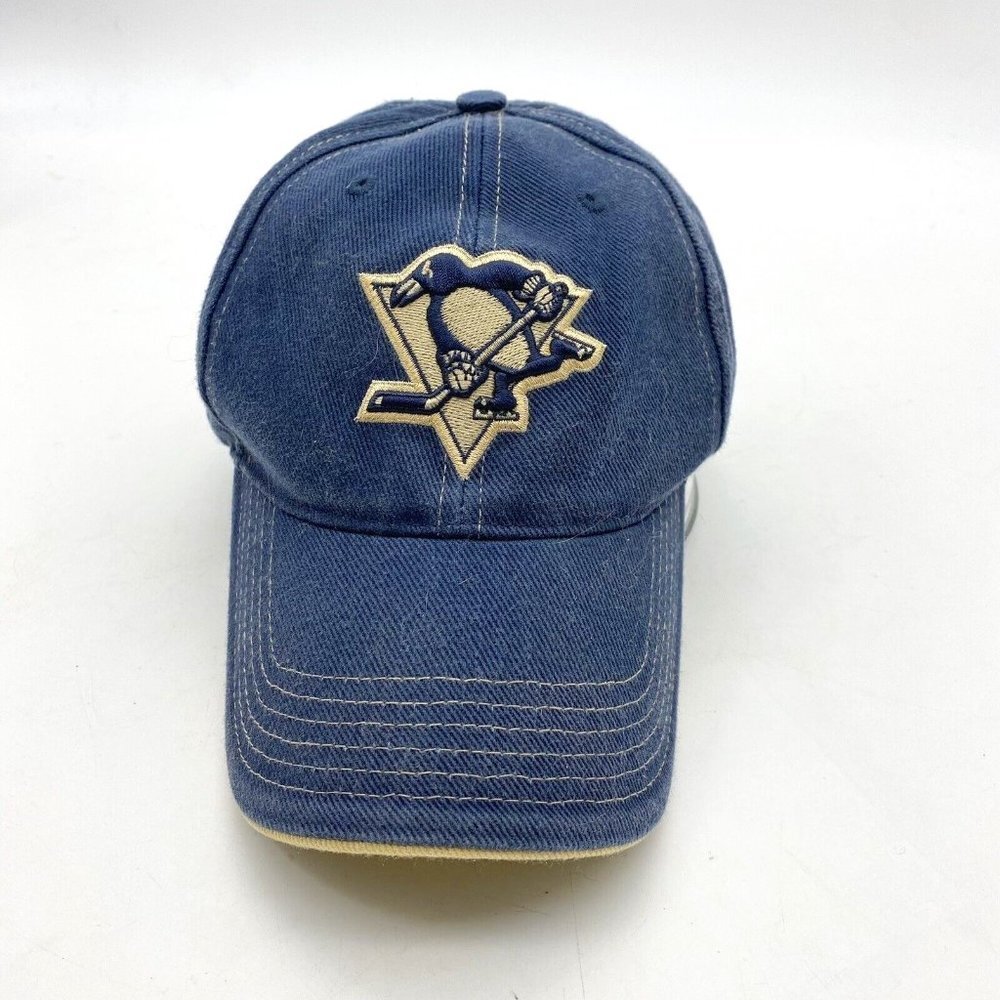Y2K NHL Pittsburgh Penguins Ball Cap Blue Hook Loop T.E.I. Hockey Hat Athleisure